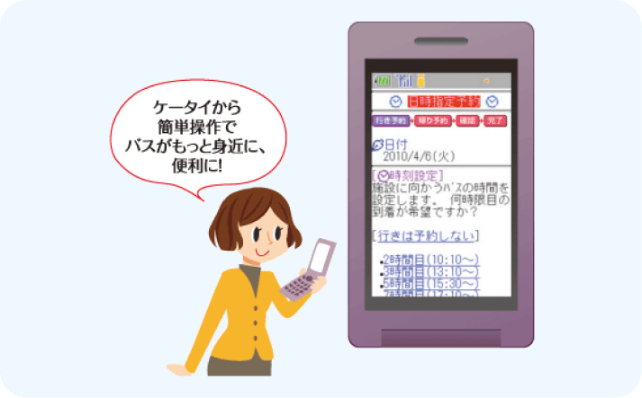 バスの乗車予約がケータイ電話でパソコンから簡単に登録できる！