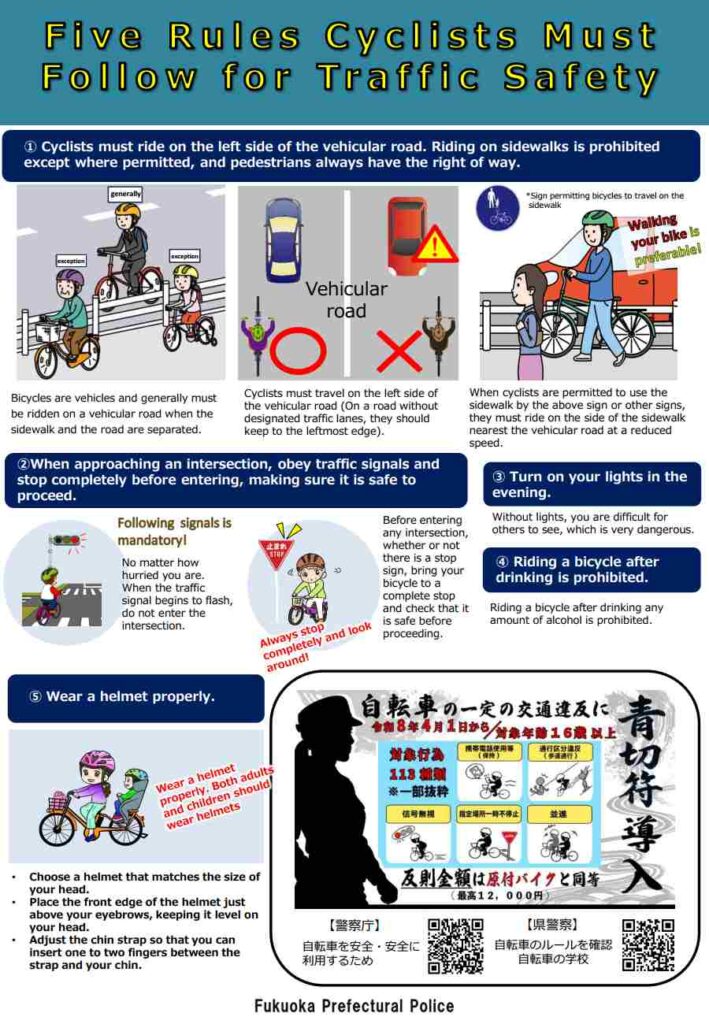 【2026年8月30日号】外国籍の方も日本のルールを知ってほしい！！自転車 青切符｜16歳以上の交通ルールと反則金を解説